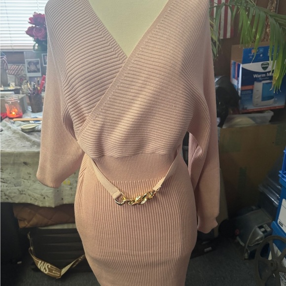 SHEIN Pink Ribbed Mini Dress - Picture 2 of 7